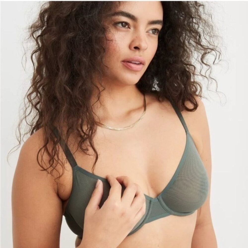 Aerie Smoothez Green Microfiber Mesh Unlined
Underwire Balconette Bra NWT